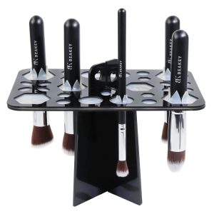 BEAKEY Make up Brush Drying Rack. Collapsible Makeup Brush Holder 28 Holes Makeup Brush Dryer Stand