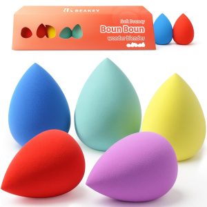 BEAKEY Makeup Sponge Set 5 Pack Micro Porous Low Absorption Soft Latex