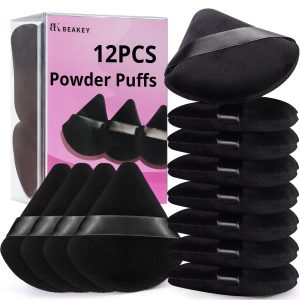 BEAKEY 12pcs Powder Puffs for Face Powder Triangle Powder Puff for Loose and Cosmetic Foundation.